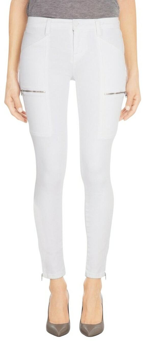 J Brand Kassidy Zip-Pocket Skinny Jeans, White (BLANC) SIZE 29